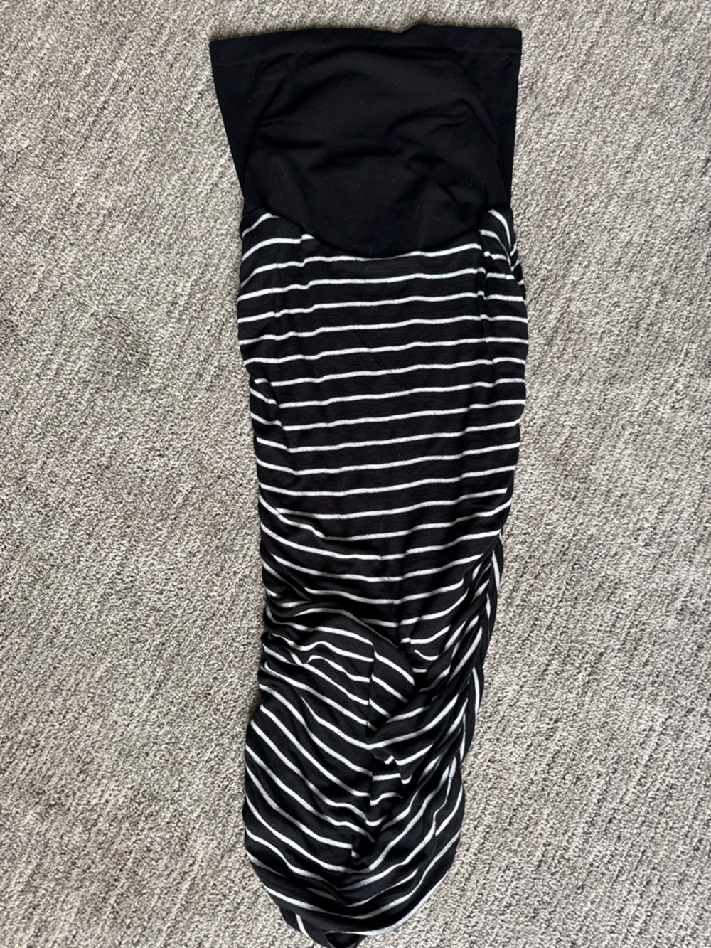Splendid Maternity Black & White Stripe Midi Skirt